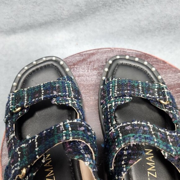Stuart Weitzman Zoe Lift Sandals in Tartan Tweed Size 7b - Picture 10 of 10